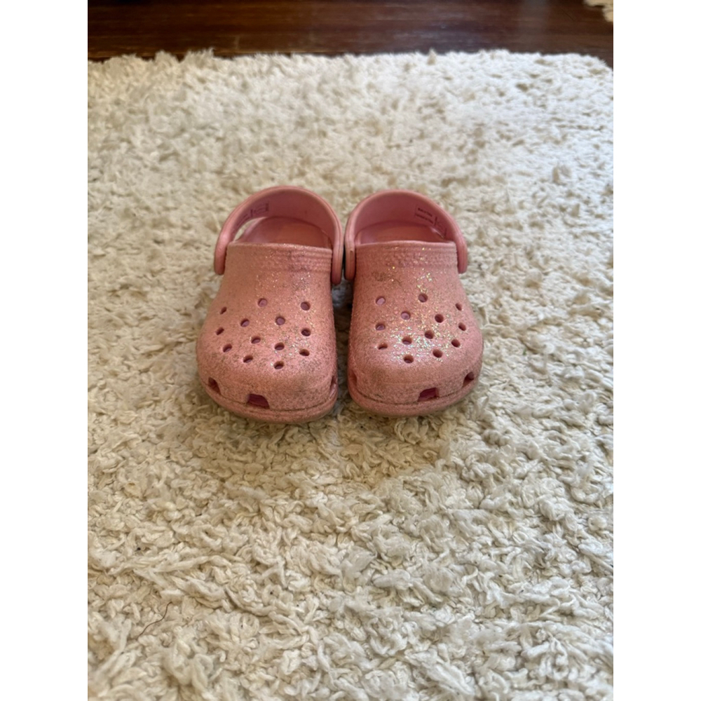 Girls Crocs Pink Glitter Sandals Size 6